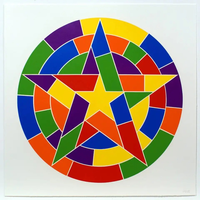 Tondo 3 (Five Point Star) Linocut on white Somerset Satin paper 27" x 27" 2002